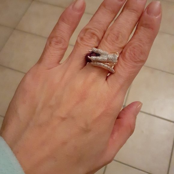 1 DY Sale ONLY! 14K ROSE GOLD DRAGON WHite Sapph R - Picture 10 of 16